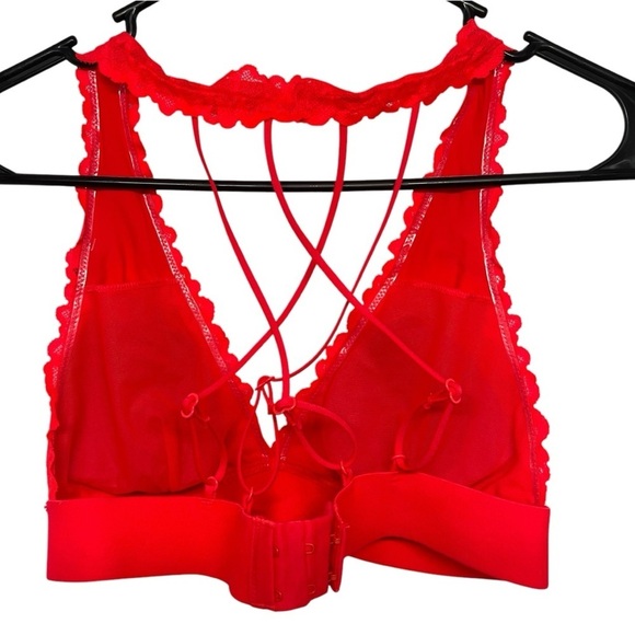 Pink Victoria’s Secret NWT Hot Pink Lace Strappy Red Bralette Women’s Small - Picture 2 of 8